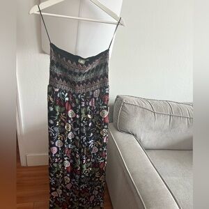 Anthropologie One September Boho Floral Strapless Romper Smoked Black Size XS